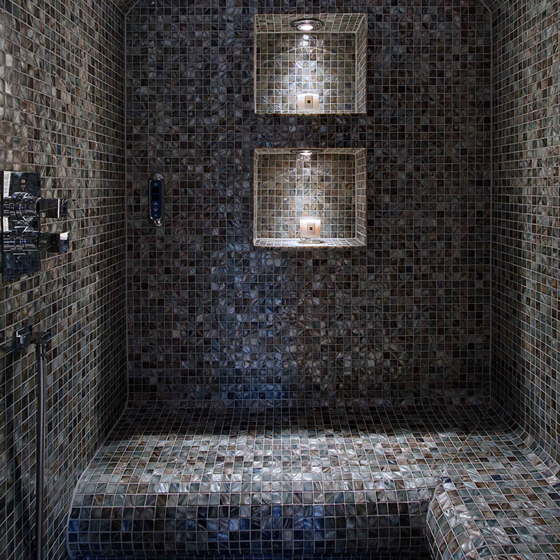 Mosaic Tile - Anthracite Steam Room - Designer Surface Solutions