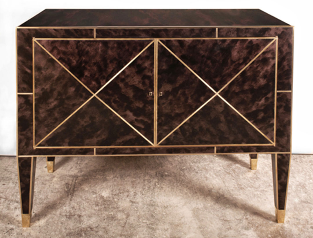 Tortoiseshell Patinated Brass Cabinet - Designer Surface Solutions